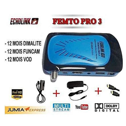 Echolink Echolink FEMTO PRO 3 + 12 mois Serveur Funcam + 12 IPTV DIMA LITE