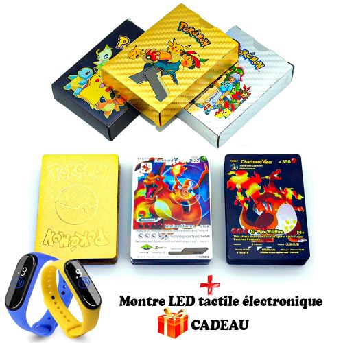 Cartes Pokémon Or Argent Vmax GX pour Enfants, Charizard, Pikachu