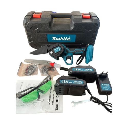 Makita Mini Scie électrique de taille de jardin 48V avec batterie et  lunettes à prix pas cher