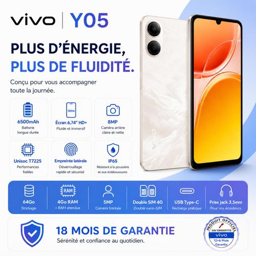 vivo Y05 – Smartphone – 4 Go / 64 Go platinum 
