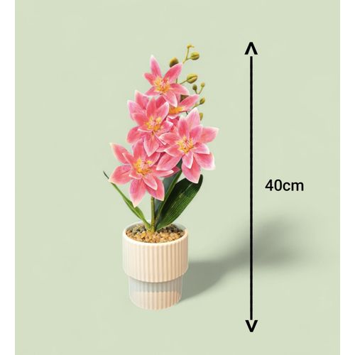 product_image_name-Generic-Plante Artificielle Fleurie en Pot Céramique – Orchidée Rose Décorative-1
