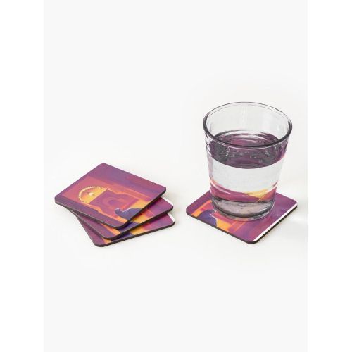 product_image_name-Generic-Sous tasse , 4 Dessous de Verre Illustration de poteau de lion vintage maroc maroc  dessous de plat décoration Personnalisé -1