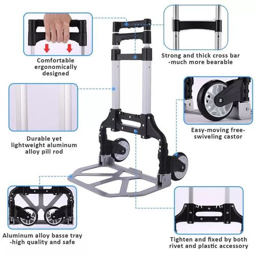 product_image_name-Generic-Chariot de course Pliant Pliable Transport de marchandises en aluminium pour bagages + Bandes Elastiques-5