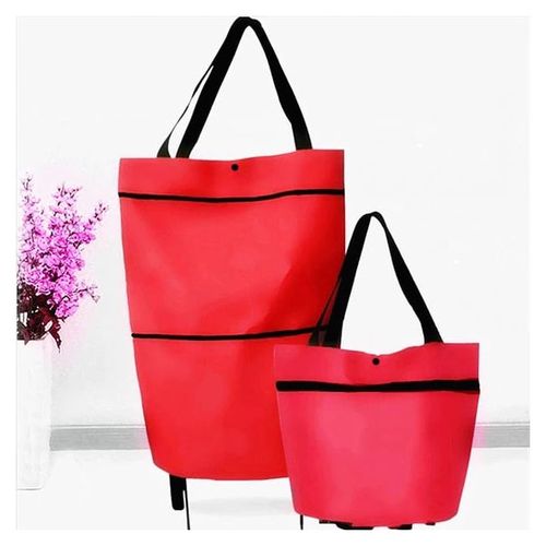 Generic Sac de courses pliable avec roulettes, sacs d'épicerie réutilisables,  sac Rouge à prix pas cher