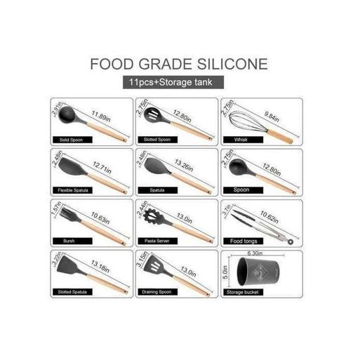product_image_name-Generic-Set de 11 Ustensile de cuisine en Silicone + Support-6