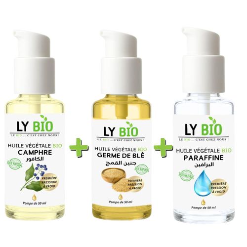 product_image_name-LY BIO-PACK HUILE CAMPHREE 50ML - POMPE + HUILE GERME DE BLE 50ML - POMPE + HUILE PARAFFINE 50ML - POMPE-1