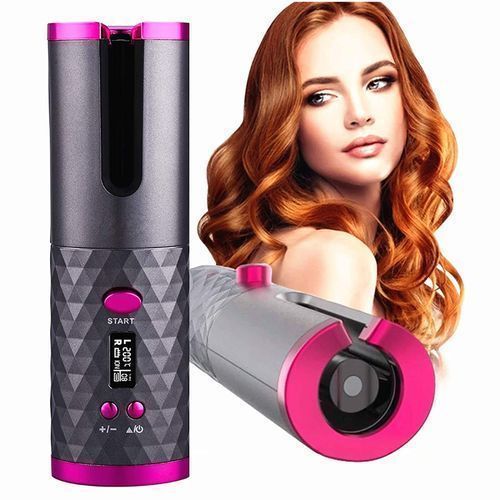 product_image_name-Generic-Bigoudi rotatif automatique sans fil Hair Waver Fer à friser Sans fil LCD Céramique Portable-1