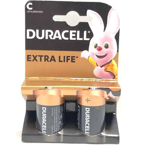 Duracell 2 Piles Alcaline 1.5v Type C Extra LIFE Alkaline LR14 MN1400  Blister 2 Batteries à prix pas cher