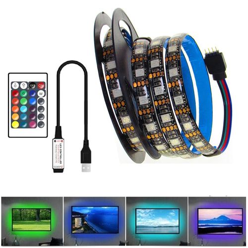 Generic Bande lumineuse LED,5M, DC 5V USB, contrôle avec télécommande,  rétro-éclairage TV à prix pas cher