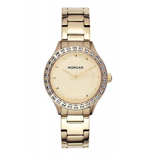 Morgan Montre Femme Bracelet en Acier Dore Cadran Strasse Dore