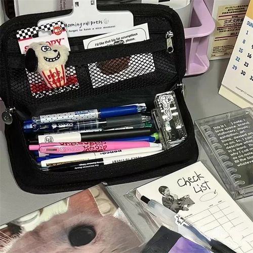 Generic Trousse stylo, pochette crayon damier grille stockage de grande  capacité à prix pas cher