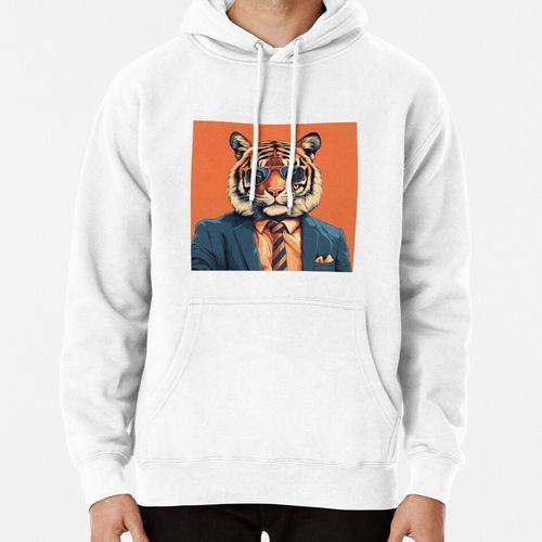 product_image_name-Generic-Portrait minimaliste d'un tigre en costume Sweat à capuche épais-1