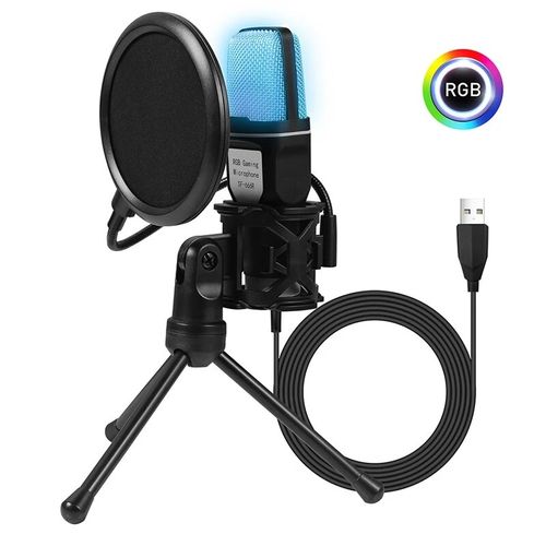 Microphone De Studio Avec Bras De Diffusion Polyvalent Et Robuste, Micro A  Condensateur Usb Pour Enregistrement, Podcast, Karaoke, Streaming,   - Microphones