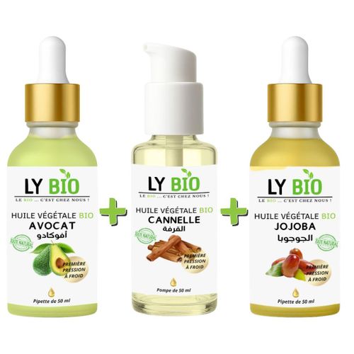 product_image_name-LY BIO-PACK HUILE AVOCAT 50ml - PIPETTE + HUILE CANNELLE 50ML - POMPE + HUILE JOJOBA 50ML - PIPETTE-1
