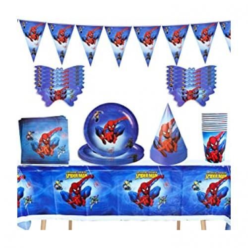 Generic PACK DE DECORATION D'ANNIVERSAIRE COMPLET 91 PIECES THEME SPIDERMAN  à prix pas cher