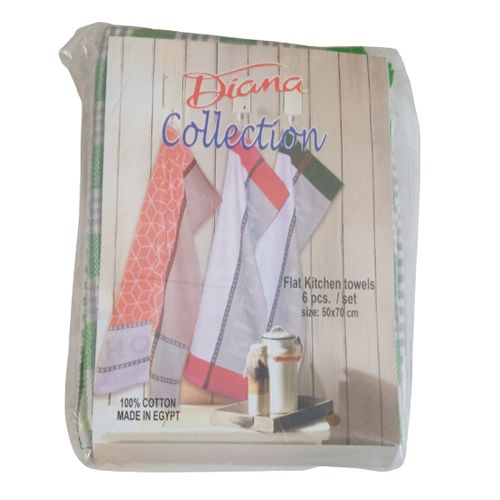 Diana Pack de 6 torchons de cuisine, multi-couleur. 50 x 70cm