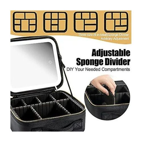 product_image_name-Generic-Trousse Organiseur Rangemen de maquillage, boîte de rangement cosmétique de voyage Avec  LED  miroir-4