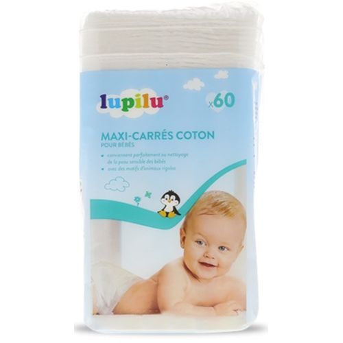 Lupilu Carrés de coton biologique pour la toilette de bébé x60