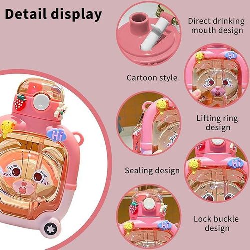 product_image_name-Generic-زجاجة ماء بتصميم رائع على شكل دب للفتيات، مانعة للتسرب، مع تصميم كرتوني لطيف، بسعة كبيرة (1 لتر)، مثالية كهدية عيد ميلاد للأطفال.-4