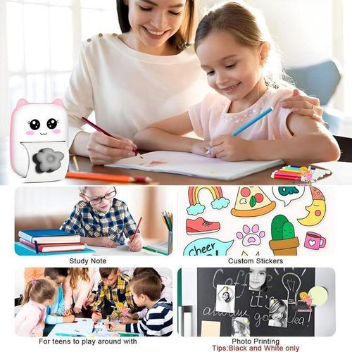 product_image_name-Generic-Mini imprimante thermique Bluetooth, imprimante d'étiquettes portable sans encre, durable, portable, rechargeable et fonctionnant sur batterie. Idéale pour les étudiants et les entreprises. 1 rouleau de papier offert-4