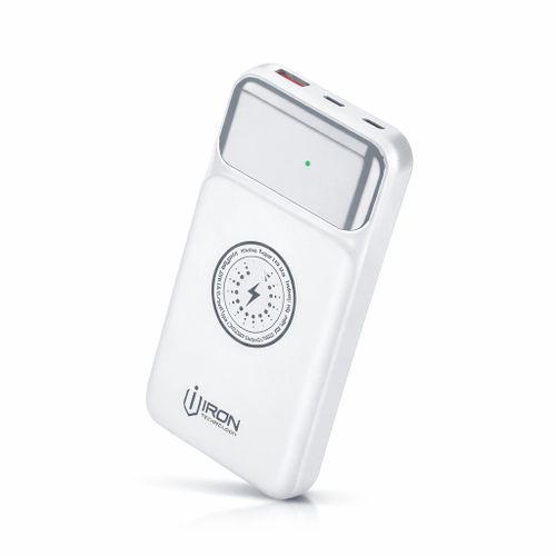 product_image_name-Generic-Power Bank iIRON 20000mAh – Chargeur Portable Sans Fil Magnétique 22.5W – Charge Rapide PD20W & QC3.0 – Charge Sans Fil 15W – Écran LED – Modèle IR-02 – Blanc-1