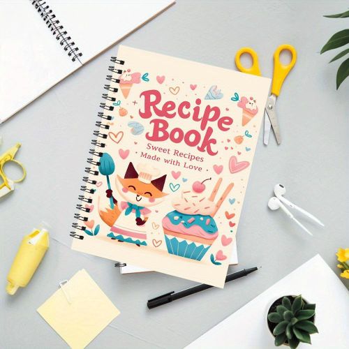 product_image_name-Generic-Carnet, A5, 13,97x21,08 cm, 50 pages, Couverture Renard Cartoon & Dessert, Personnage Renard Joyeux avec Douceurs, Idéal co-1