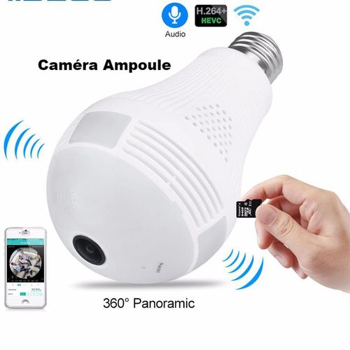 Caméra ampoule WiFi espion HD panoramique 360 au Maroc