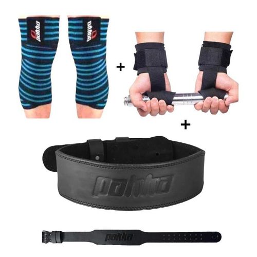 Generic PACK DE MUSCULATION straps+bandes de genoux+ceinture à