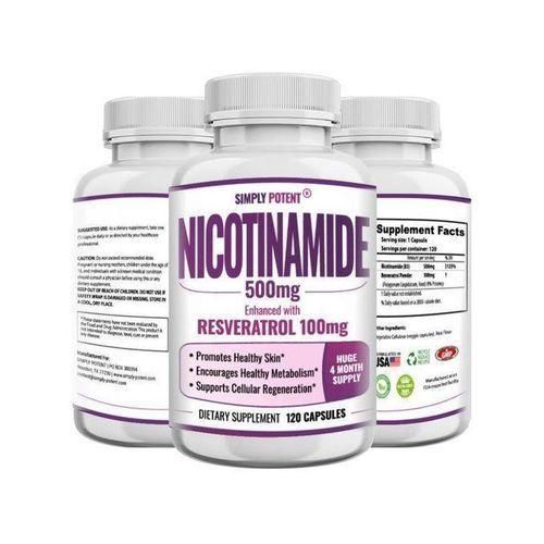 product_image_name-Generic-Simply Nicotinamide 500mg + 100mg Resveratrol, Supplément NAD anti-âge, 120 Capsules-1