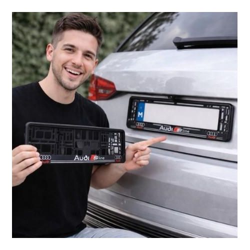 product_image_name-General-Cadre Plaque d’Immatriculation Audi S-Line – Support Noir Premium (2 Pièces)-4