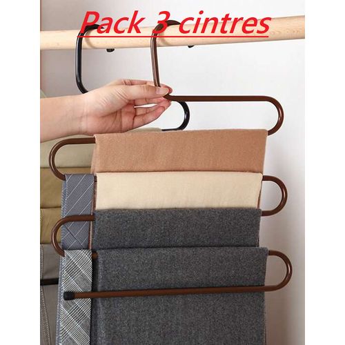 Generic Pack 3 Cintre Pantalons Multi-usage 5 couches en Acier Inoxydable à  prix pas cher