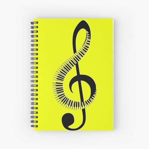 product_image_name-Generic-Black and White Piano shaped musical note treble clef  Spiral Notebook Bloc note-1