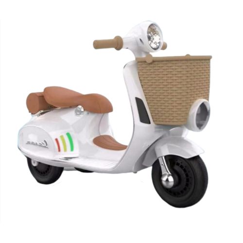 Vespa Moto électrique pour enfant Batterie 12v avec 2 moteurs , 4.5  Ah.blanc à prix pas cher