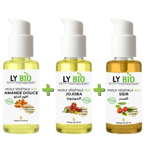 product_image_name-LY BIO-PACK HUILE AMANDE DOUCE 50ml - POMPE + HUILE JOJOBA 50ML - POMPE + HUILE SIDR 50ML - POMPE-1