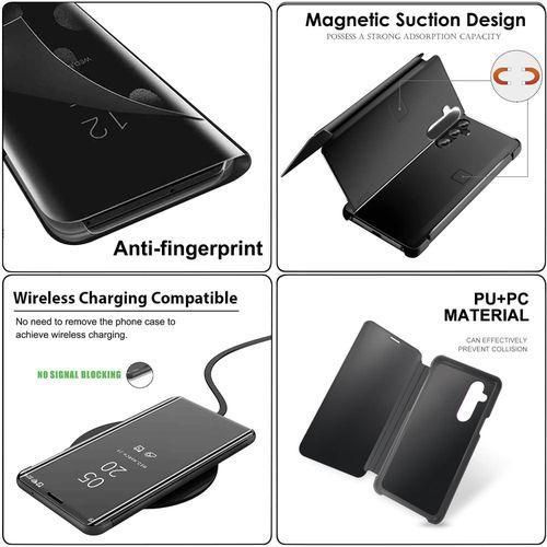 product_image_name-QUIVANA-غطاء Clear View لهاتف Samsung A16، غطاء أسود مع حامل-3