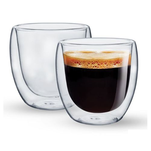 Generic Set de 2 Mugs à café en verre transparent à double paroi