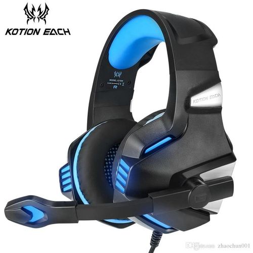 Casque Gaming PS4 Bleu,Casque Gamer filaire PC avec Lumière LED
