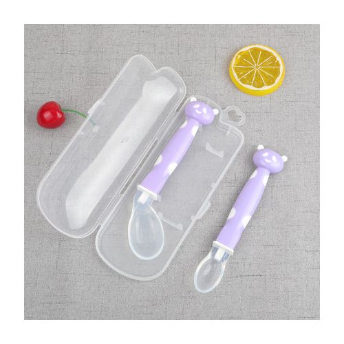 Lot de 2 Cuillères Apprentissage en Silicone Gentle Rose/Violet - Tutete