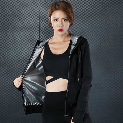 product_image_name-Generic-Women Running Sets Female Sauna Suit Set Girl Burn Belly Fat Compression Suit Slimming Body Shape Pants and Long Sleeve Jackets-3