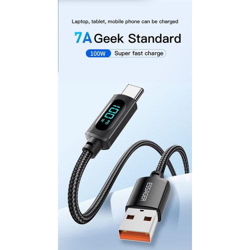 Essager Cable USB Type-C 7A PD pour téléphone, 100W, Charge Rapide,  données, 2 mètres à prix pas cher