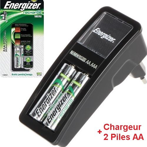 Energizer Chargeur de Piles Batteries AA - AAA // +2 Piles Rechargeables AA  Ni-MH 2000 MAh à prix pas cher