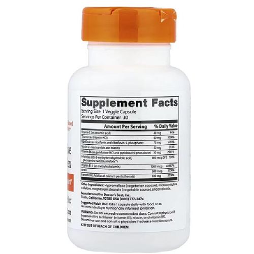product_image_name-Doctor's BEST-Doctor's Best, Fully Active B Complex with Quatrefolic®, 30 Veggie Caps-2