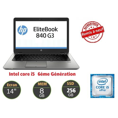 Hp Elitebook 840 G3 Core i5-6300U 8Go 256 Go SSD