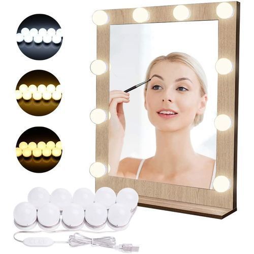 Generic Kit De Lumière LED Avec 10 Ampoules à Intensité Variable Pour Miroir  Coiffeuse Hollywood -Blanc - Prix pas cher