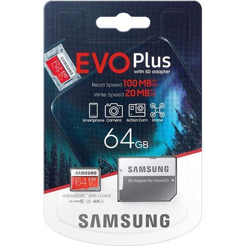 Samsung Evo SDXC 64 Go (48Mo/s) + adaptateur SD - Carte mémoire