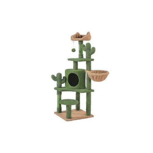 product_image_name-Generic-Generix Arbre à Chat Cactus Multiniveau Tour pour Chat en Peluche avec Panier Cachette Perchoirs Poteaux en Sisal 100 cm-1