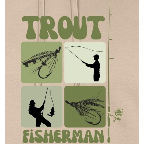 product_image_name-Generic-Art de la pêche à la truite - Conception de mouche et de lancer vintage   sur Sweat à capuche bio décontracté fabriqué en UE-3