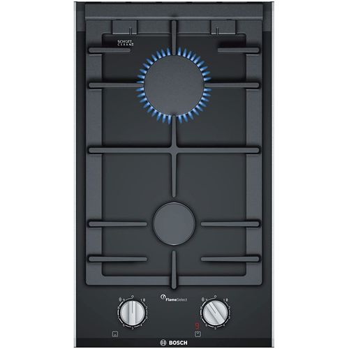 Bosch Domino table de cuisson plaque à gaz encastrable vitrocéramique 2 feux  noir série8 FlameSelect 30*53cm à prix pas cher