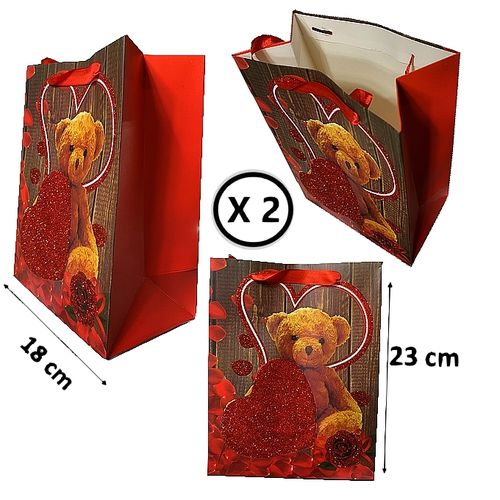 Generic 2 Sachet en papier décoratif Sac Cadeau anniversaire rouge à prix  pas cher