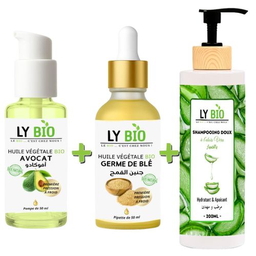 product_image_name-LY BIO-PACK HUILE AVOCAT 50ml - POMPE + HUILE GERME DE BLE 50ML - PIPETTE + SHAMPOOING ALOE VERA 200ML-1